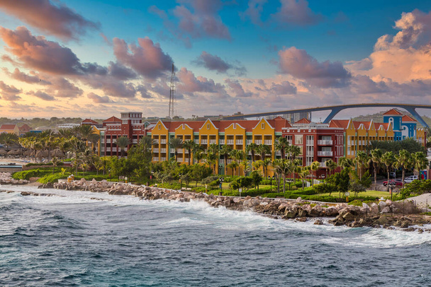 Colorful Resort with Bridge in Curacao - Photo, Image