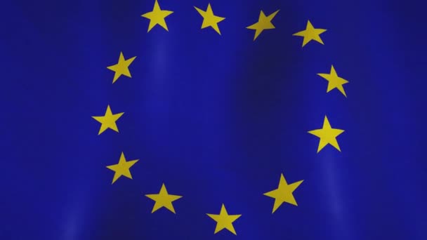 Bandera de fondo de la UE ondeando en el viento. Símbolo patriótico de la Unión Europea de celebración y libertad - animación de vídeo perfecta. - Metraje, vídeo