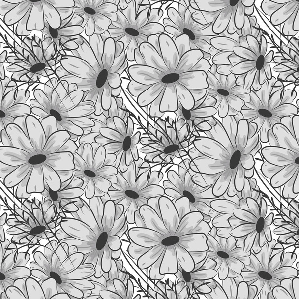 padrão floral preto e branco - Vetor, Imagem