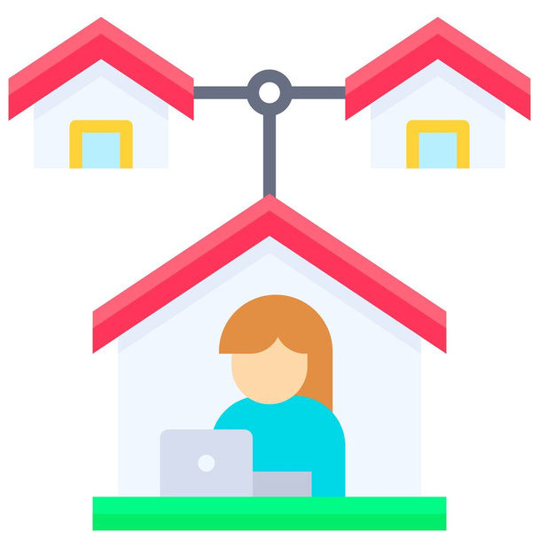 Werk vanuit huis met netwerkverbinding vector illustratie - Vector, afbeelding
