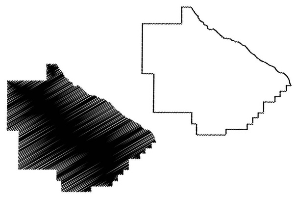 Comté de Bacon, Géorgie (comté des États-Unis d'Amérique, États-Unis d'Amérique, États-Unis d'Amérique, États-Unis) illustration vectorielle de carte, croquis à griffes Carte de Bacon - Vecteur, image