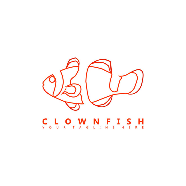 Tohle je obrázek s logem klauna, který používá negativní prostorový styl. Toto logo je vhodné pro firmy v oblasti okrasného chovu ryb. - Vektor, obrázek