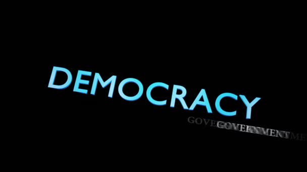 Democratie of zelfbeschikking van electief bestuur. Mensen macht wordcloud betekent sociale gelijkheid - video animatie - Video