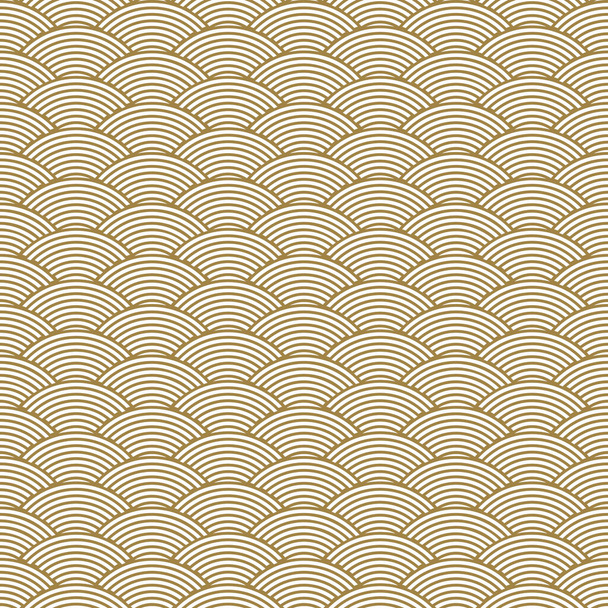 gouden naadloze lineaire golf patroon gele achtergrond - Vector, afbeelding