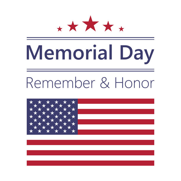 USA Memorial Day, Remember and honor with American flag. Vektorová ilustrace. - Vektor, obrázek