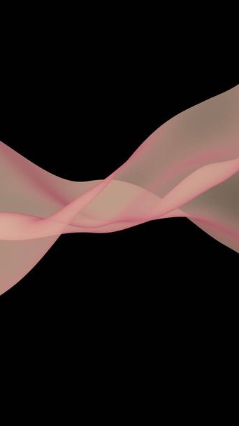 Abstract wave. Scarf. Bright ribbon on black background. Abstract smoke. Raster air background. Vertical image orientation. 3D illustration - 写真・画像