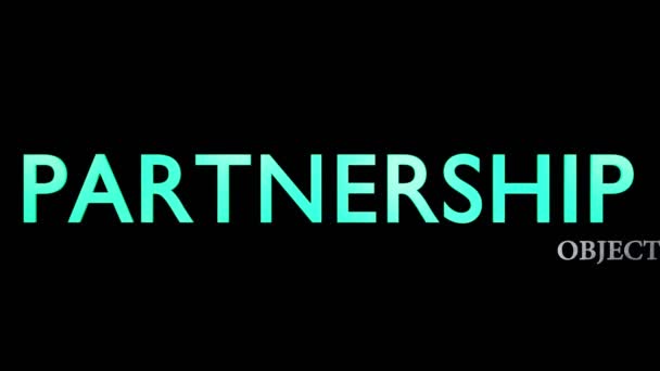 Le mot-symbole "partenariat" indique une alliance ou un partenariat. Syndicat ou coalition entre entreprises - animation vidéo - Séquence, vidéo