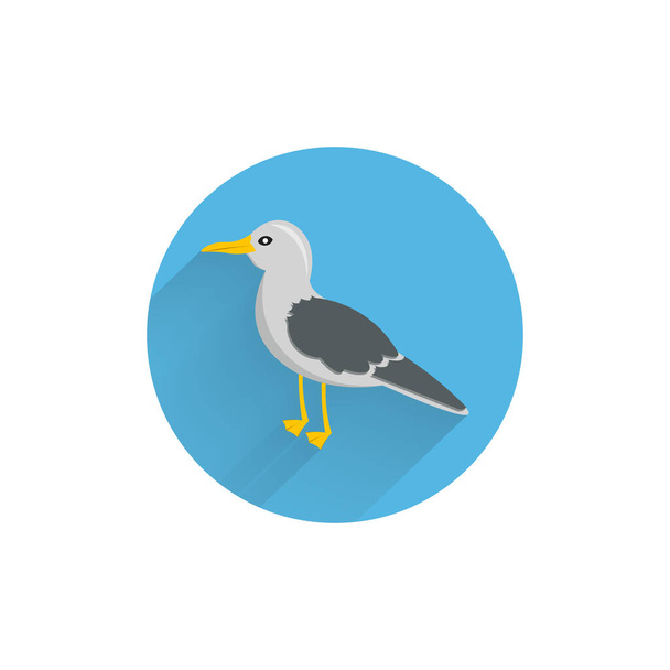 seagull colorful flat icon with long shadow. gull flat icon - Vector, Image