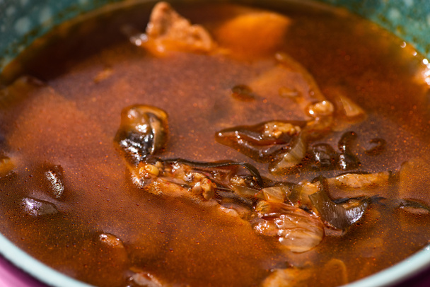 close up de sopa de ramen picante na tigela
 - Foto, Imagem
