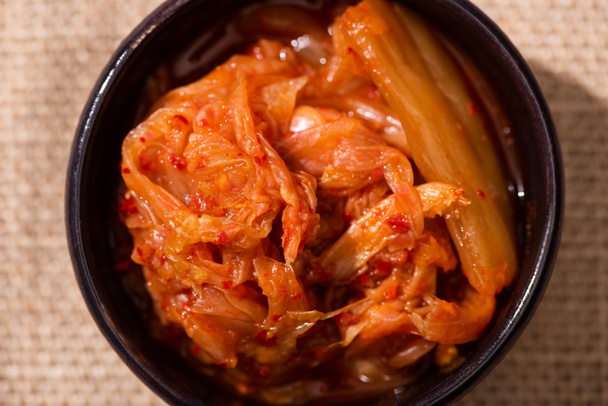 top view of korean kimchi in bowl  - Fotó, kép