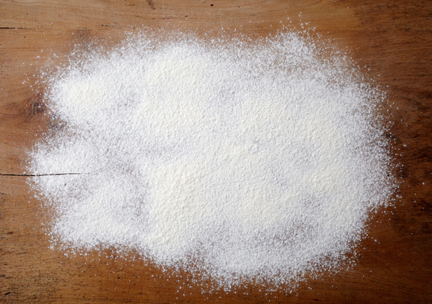 white flour on wooden table - Photo, Image