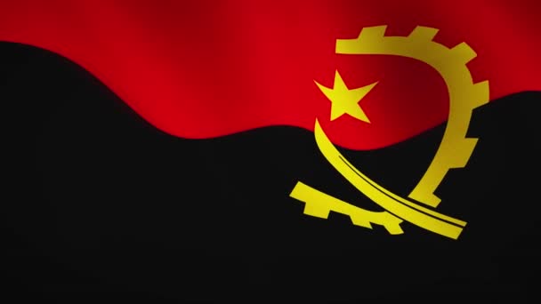 Angola mává vlajkou detailně znamená svobodu nebo vládu. Angolská politika vlastenectví nebo oslavy - smyčka video animace  - Záběry, video