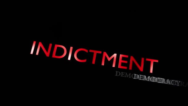 Indictment concept wordcloud means lawsuit against accused. Charge sheet or citation to prosecute - video animation - Footage, Video