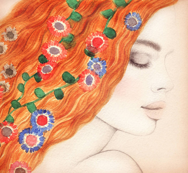fashion illustration. watercolor painting - Fotó, kép