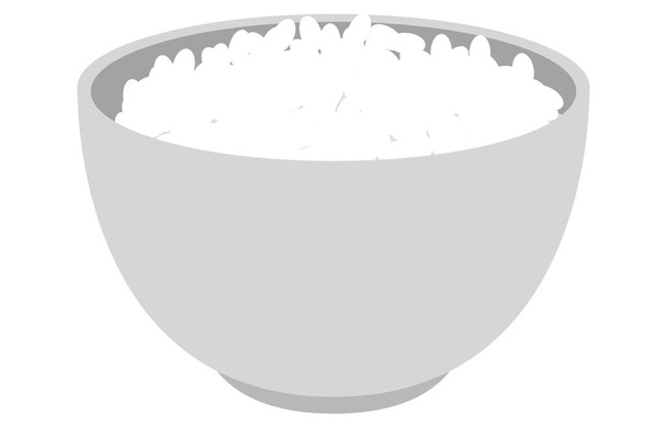 Abbildung von grauer Schale und weißem Reis - Vektor, Bild