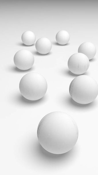 White abstract background. Set of white balls isolated on white backdrop. 3D illustration - Foto, immagini