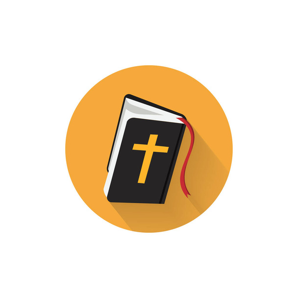 Szent Biblia színes lapos ikon hosszú árnyékkal. Szent Biblia lapos ikon - Vektor, kép