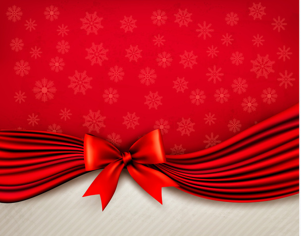 Holiday background with gift glossy bow and ribbons. Vector - Vector, Image