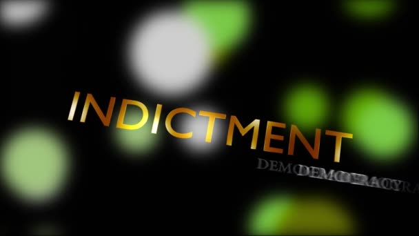 Indictment concept wordcloud meaning lawsuit against accused. Charge sheet or citation to prosecute - video animation - Footage, Video