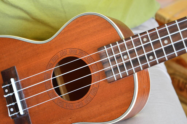 ακουστική κιθάρα από κοντά - ukelele - Φωτογραφία, εικόνα