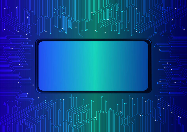Αφηρημένο τεχνολογικό υπόβαθρο. Μπλε φόντο πλακέτας κυκλώματος - Διάνυσμα, εικόνα