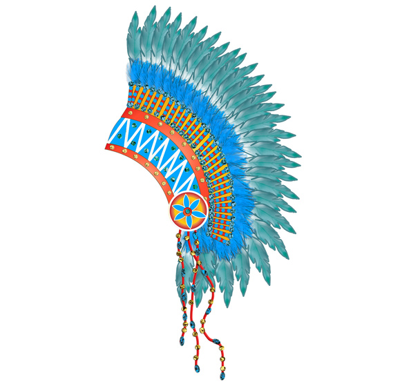 Graphic illustration of American Indian headdress in shades of brown.  Isolated on white background. - Photo, Image