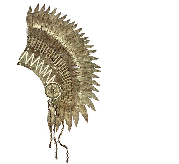 Graafinen kuva Amerikan Intian päähine sävyjä ruskea. Eristetty valkoisella pohjalla
. - Valokuva, kuva