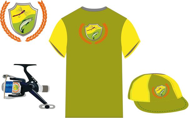 haspel shirt en sport visser hoed haspel shirt en sport visser hoed - Vector, afbeelding