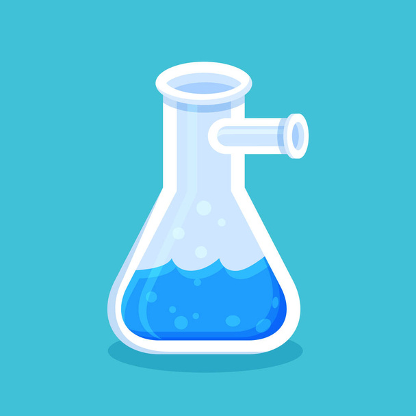 Chemische test met Erlenmeyer Tube. Logo en pictogram van laboratoriumapparatuur - Vector, afbeelding