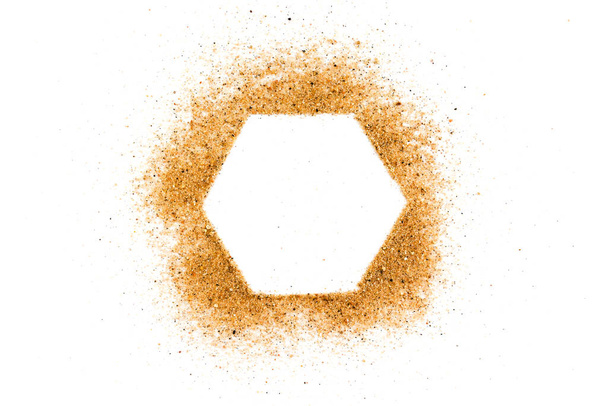 Sand hexagon, honeycomb abstract simple frame or figure isolated on a white background, an element for theme sites and design about construction or the beach - Foto, Imagem