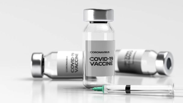 Az új koronavírus, a SARS-CoV-2 COVID-19 elleni vakcina koncepciója. 3d illusztráció. - Fotó, kép