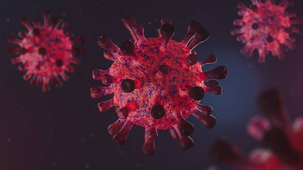 Bulaşıcı koronavirüs covid 19 salgını, tehlikeli virüs salgını. 3d illüstrasyon - Fotoğraf, Görsel