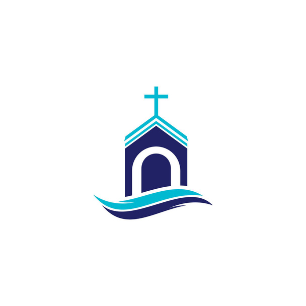 Diseño del logotipo del edificio de la iglesia. Logo de plantilla para iglesias y cristianos. Cruz iglesia edificio logo
. - Vector, Imagen