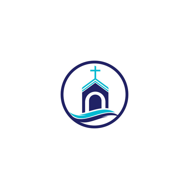 Diseño del logotipo del edificio de la iglesia. Logo de plantilla para iglesias y cristianos. Cruz iglesia edificio logo
. - Vector, Imagen