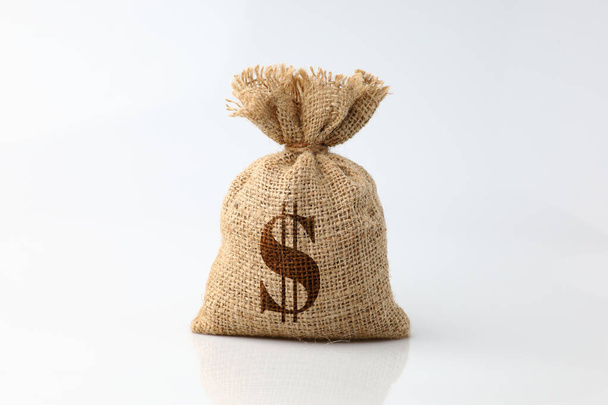 Bag from a sack money isolated on a white background. Concept business and financial. - Photo, Image