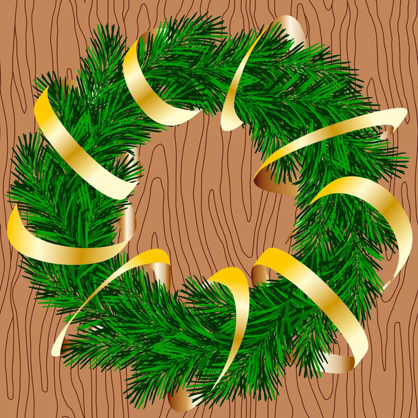 couronne de sapin de Noël vert avec une serpentine, illustration vectorielle pour un design différent
 - Vecteur, image