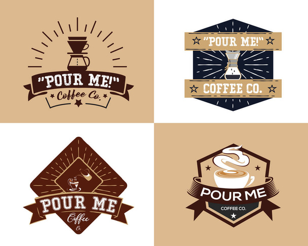 Koffie winkel logo ontwerp template. Retro koffie embleem. Vectorkunst. Koffie verslaafde vintage retro logo template met elegante ornament. - Vector, afbeelding