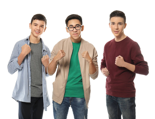 Stylish teenage boys on white background - Fotografie, Obrázek