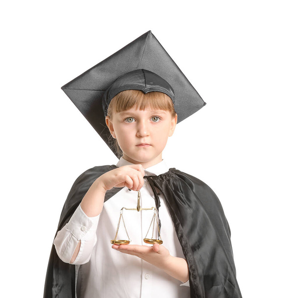 Portrait of little judge on white background - Photo, Image