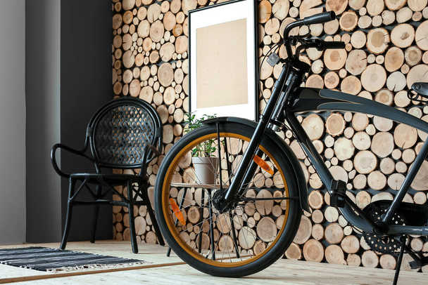 Interior of modern room with bicycle - Фото, зображення