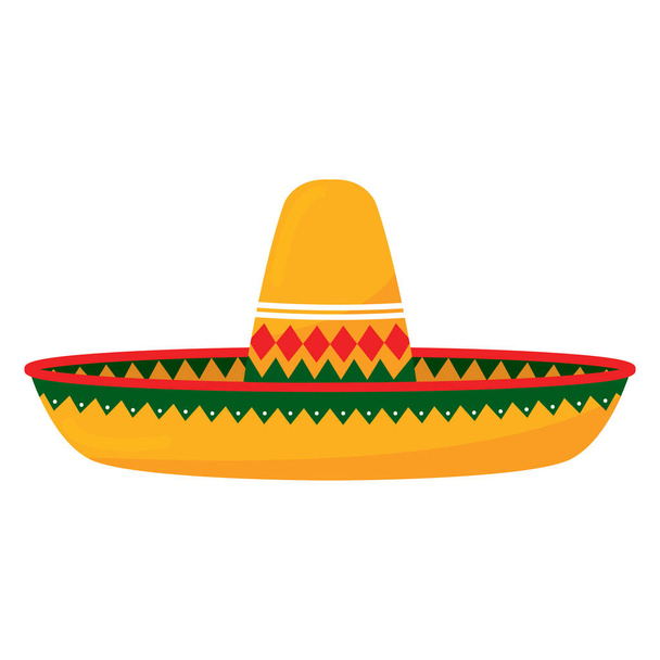 Изолированная традиционная мексиканская шляпа - Вектор,изображение