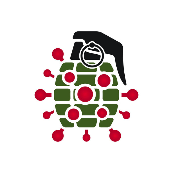 Novo ícone vetorial de granada Coronavirus. Bomba em forma de símbolo manchado no fundo branco
. - Vetor, Imagem
