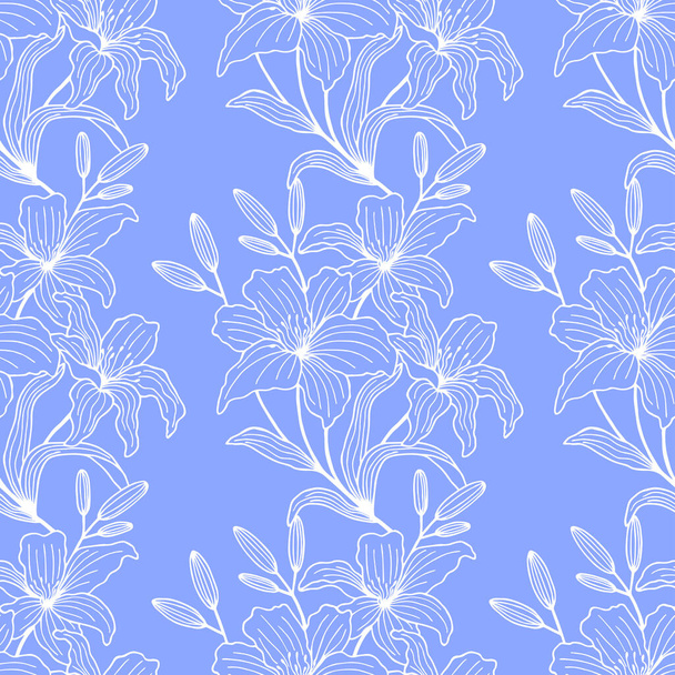 Lily flowers seamless pattern. Vector illustration eps10 - Vector, Image