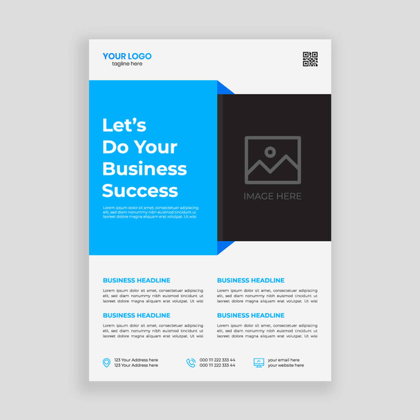 Corporate Business flyer poster template design, report leaflets cover brochure pamphlet annual, a4 print layout with blue color vector illustration - Vector, Image