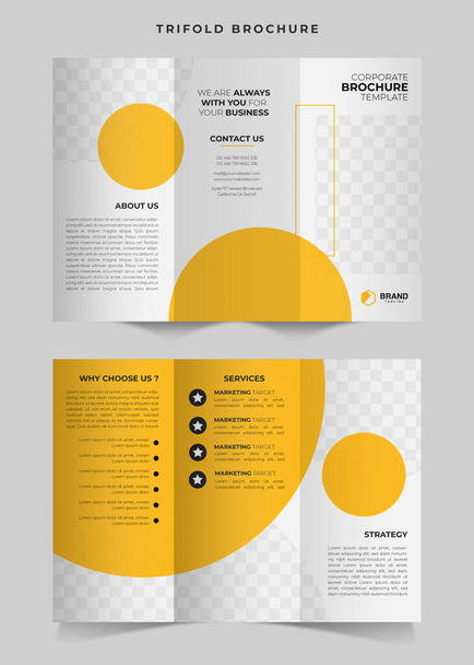 Business trifold brochure design template design, flyer report leaflets cover brochure pamphlet annual, a4 print layout with blue color vector illustration - Vector, Image