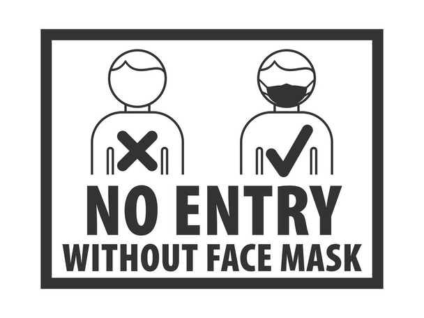 No hay entrada sin máscara facial. Persona silueta con máscara sobre su cara y persona silueta sin máscara en gris. Prevenir COVID-19. El símbolo se puede utilizar durante el brote de coronavirus o covidio. EPS10
. - Vector, Imagen