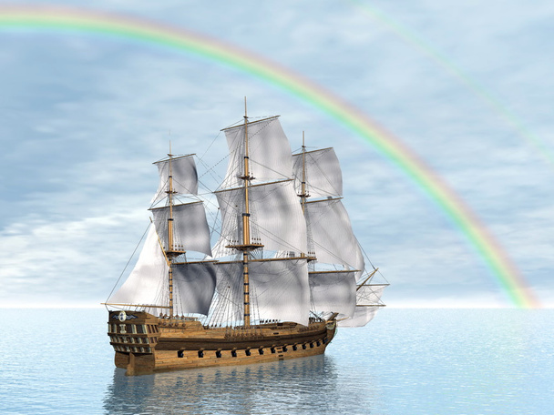 Old merchant ship - 3D render - Photo, Image