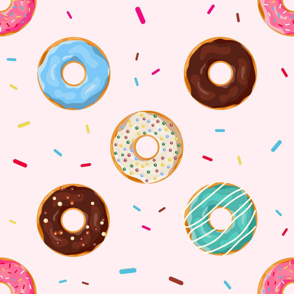 Donuts patrón sin costura
 - Vector, Imagen