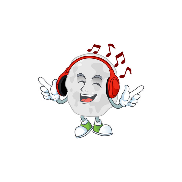 Cartoon drawing design of planctomycetes listening to the music with headset - Vettoriali, immagini