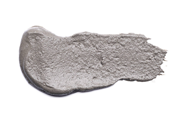 白い背景に灰色の化粧土の汚れをコピースペース、ウェルネスコンセプト、セルフケアで - 写真・画像